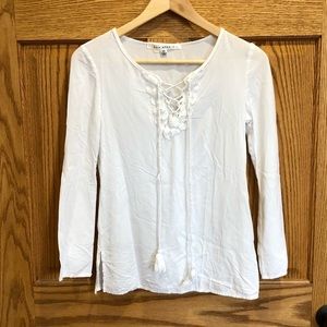 Max Studio White Lace Breezy Summer Top XS Rayon